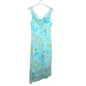 Vintage My Michelle Floral Cowl Neck Handkerchief Hem Midi Dress Size 13/14